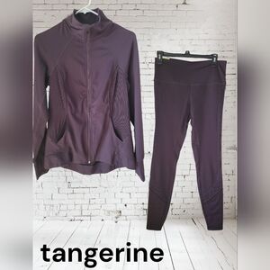 Tangerine Athletic Wear Matching Set Jacket and Leggings, Plum, S, NWT